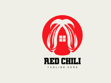 Red Chili Logo, Hot Chili Peppers Vector, Chili Garden House Illustration, Company Product Brand Illustration