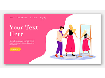 Fashion designers landing page flat color vector template preview picture