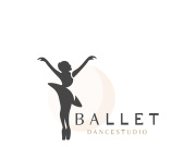 Ballet Dance studio logo design. Silhouette of a girl Dancing class abstract figure illustration