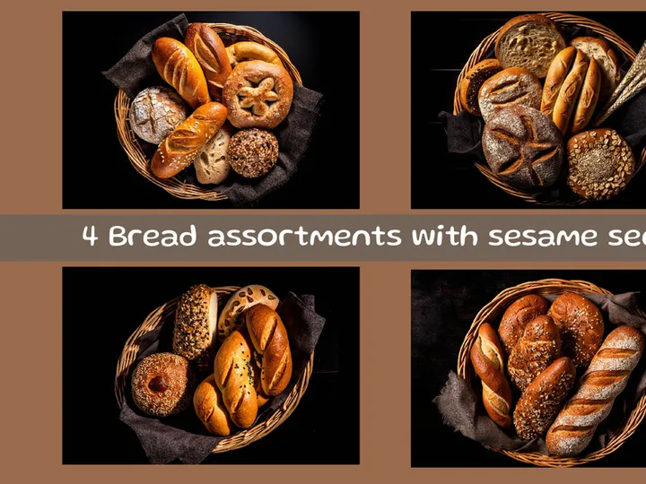 Bread assortments with sesame seeds