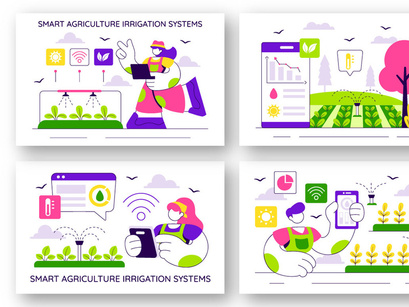 10 Smart Agriculture Irrigation Systems Illustration