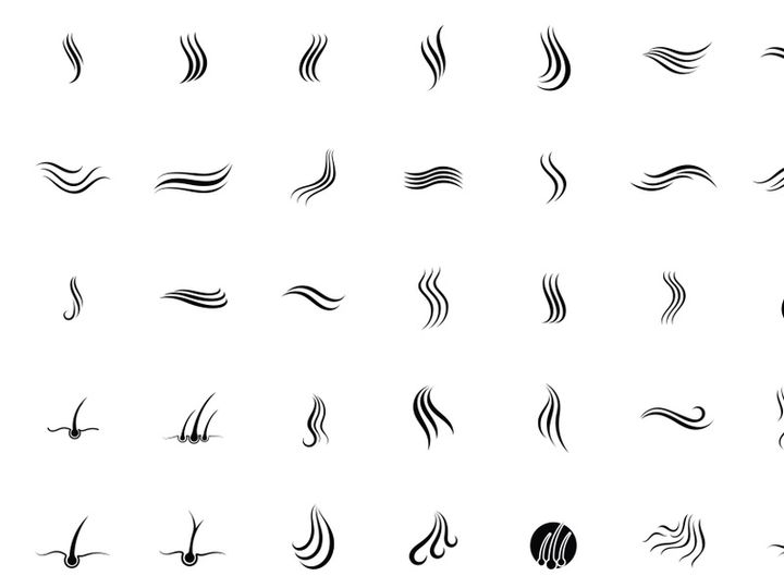 Hair wave logo pack line black
