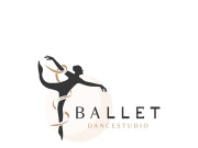 Ballet Dance studio logo design. Silhouette of a girl Dancing class abstract figure illustration