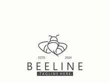 Bee line art animal exclusive logo simple inspiration on black background design