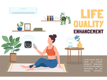 Life quality enhancement banner flat vector template preview picture