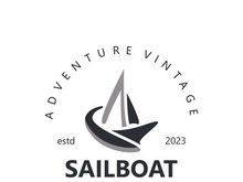 Sailboat vintage logo minimalist with wave, travel yacth or sailing boat vector design template