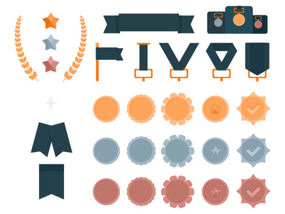 Vector Medals and Award Icon Generator Set