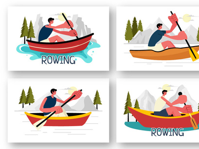 9 Rowing Sport Illustration