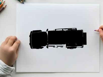 Silhouette of a semi truck with trailer on white background
