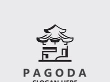 Pagoda culture logo vintage design illustration, temple heritage building vector