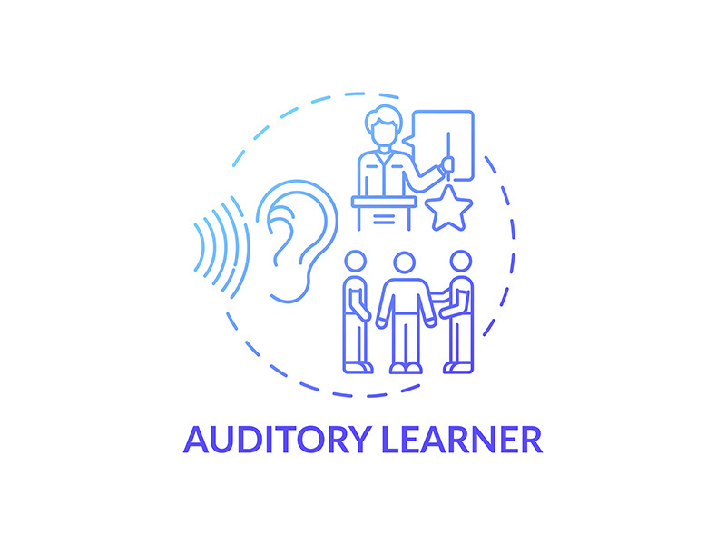 Auditory learner blue gradient concept icon