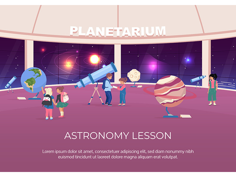 Astronomy lesson poster flat vector template