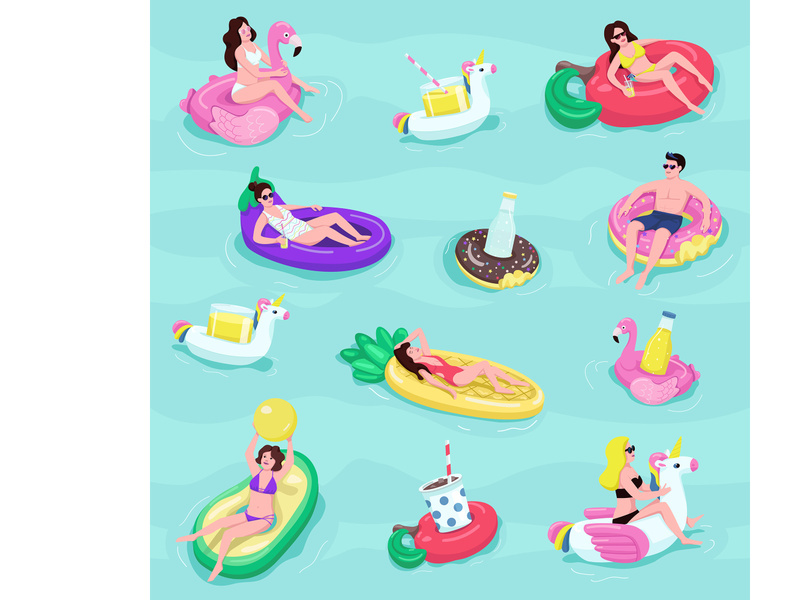 Pool party flat vector seamless pattern