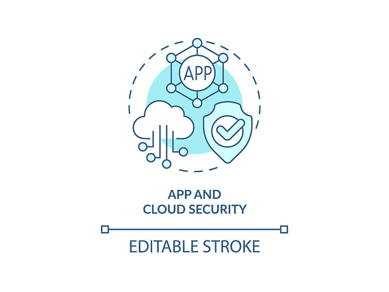 App and cloud security turquoise concept icon