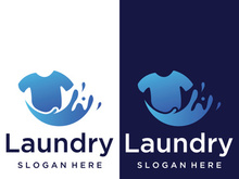 Laundry logo creative design with concept of washing machine, clothes or clothes, foam. Logo for washing , badge,company.