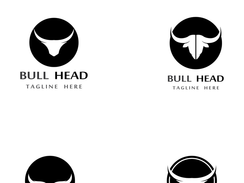 Retro vintage bull head horns logo design.