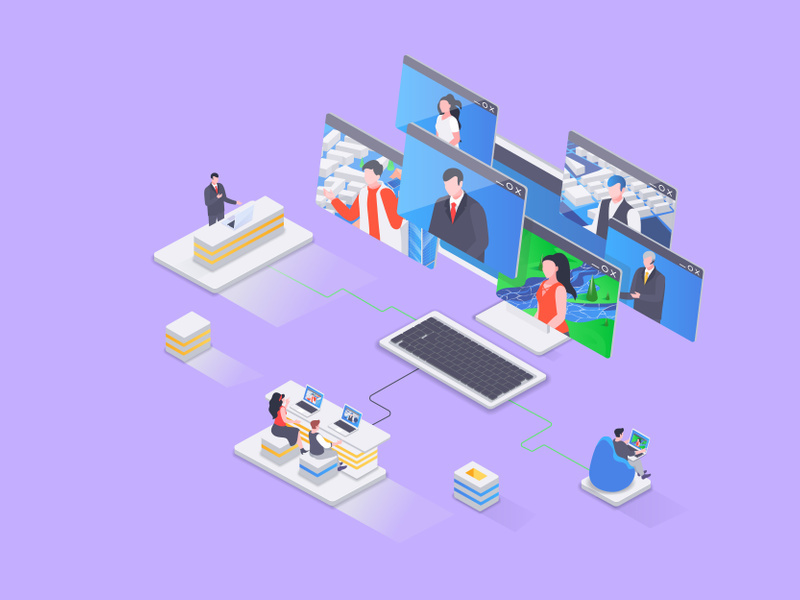 Video-Conference-Isometric Illustration