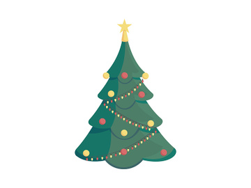 Christmas tree semi flat color vector object preview picture
