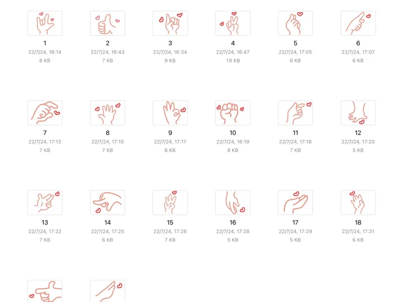 20 icons svg hands heart beige red