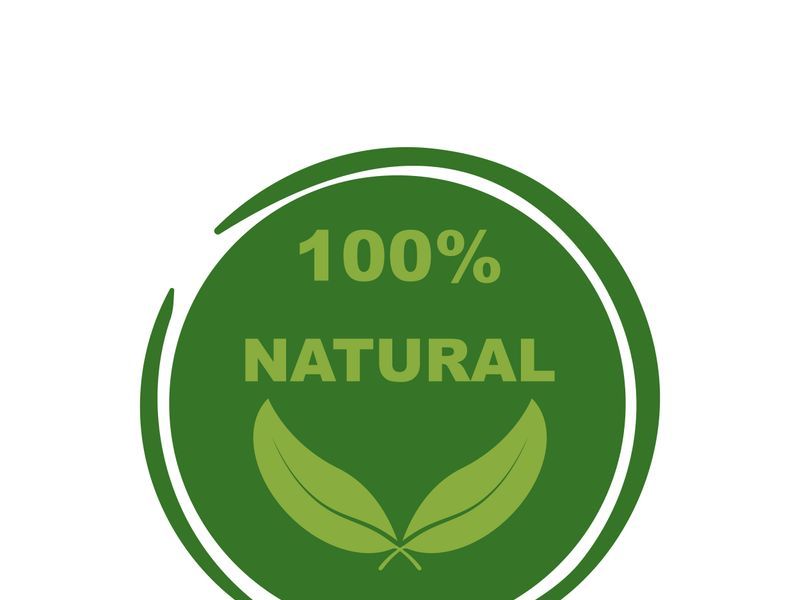 100% Natural and organic product badge vector green icon