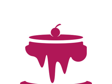 Sweet cake template logo design vector illustration of silhouette with cherries preview picture