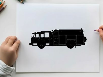 Silhouette of a fire truck vehicle emergency response