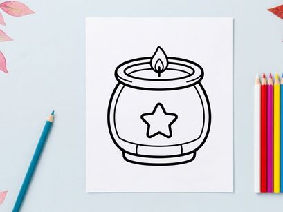 Ícone de vela de Halloween com estrela. Ilustração vetorial de uma vela votiva acesa para decoração de feriado.