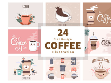 24 Set Coffee Cup Background Vector preview picture