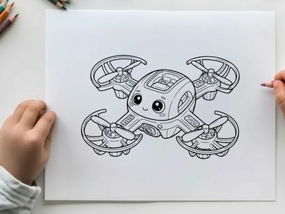 Cute robot drone flying vector illustration flat design