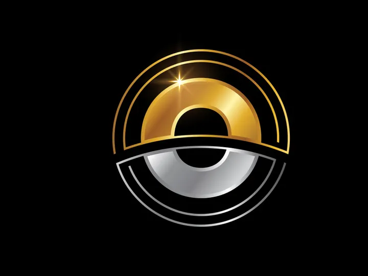 Initial English alphabet with circle frame. Golden and silver color alphabet symbol for corporate business identity