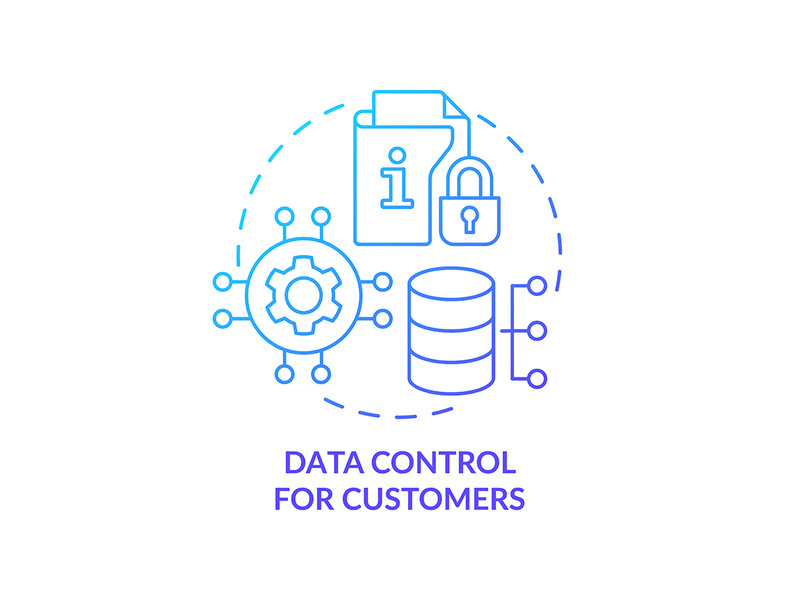 Data control for customers blue gradient concept icon