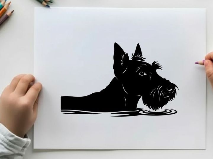 Silhouette of a scottish terrier dog in profile view