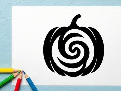 Black and white pumpkin with swirling pattern for Halloween or fall decor