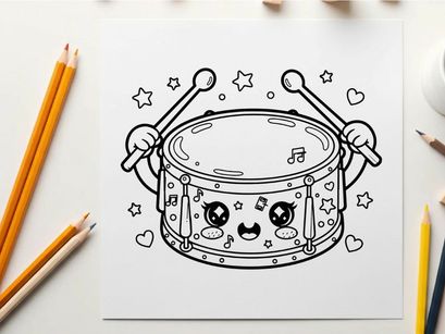 Cute drum playing music vector illustration flat design