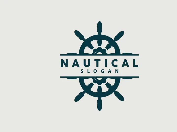 Ship Steering Logo, Steering Wheel Boat Ship Yacht Compass Vector,