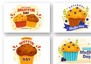 12 National Muffin Day Illustration