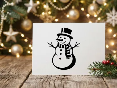 Cute Snowman with Top Hat and Scarf for Winter Holiday Decor