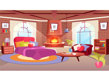 Woman bedroom interior flat vector illustration preview picture