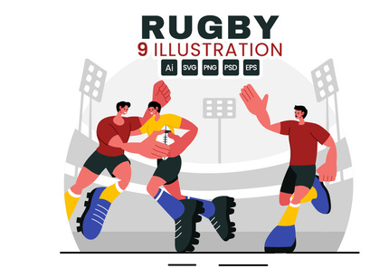 9 Rugby Player Illustration