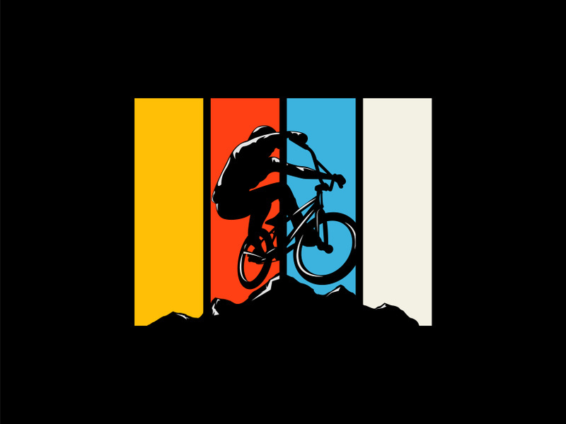 Papa cycling on the mountain vintage t-shirt design.