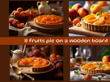 Fruits pie on a wooden board preview picture
