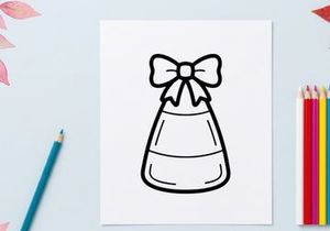 Ícone de milho doce com um laço. Gráfico de guloseima de Halloween para projetos de design sazonal.