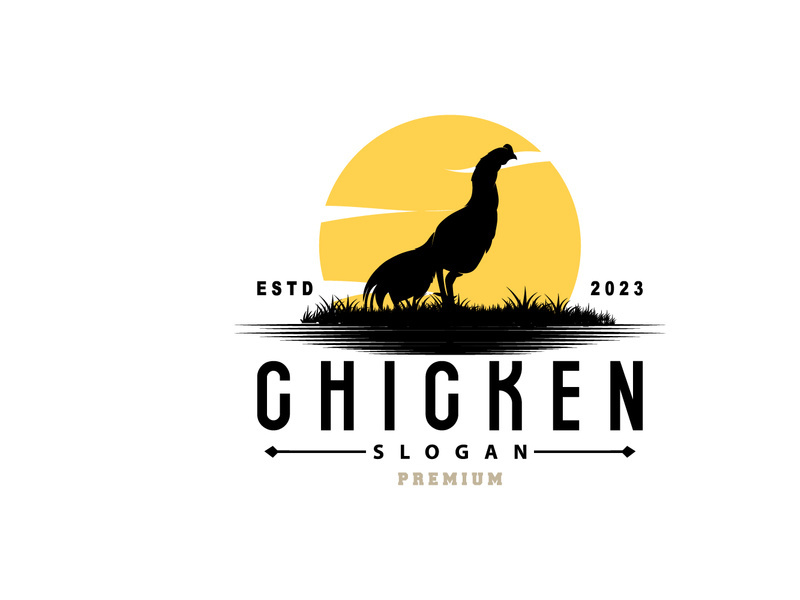 Chicken Logo, For Roast Chicken Restaurant, Farm Vector, Simple Minimalist Design For Restaurant Food Business