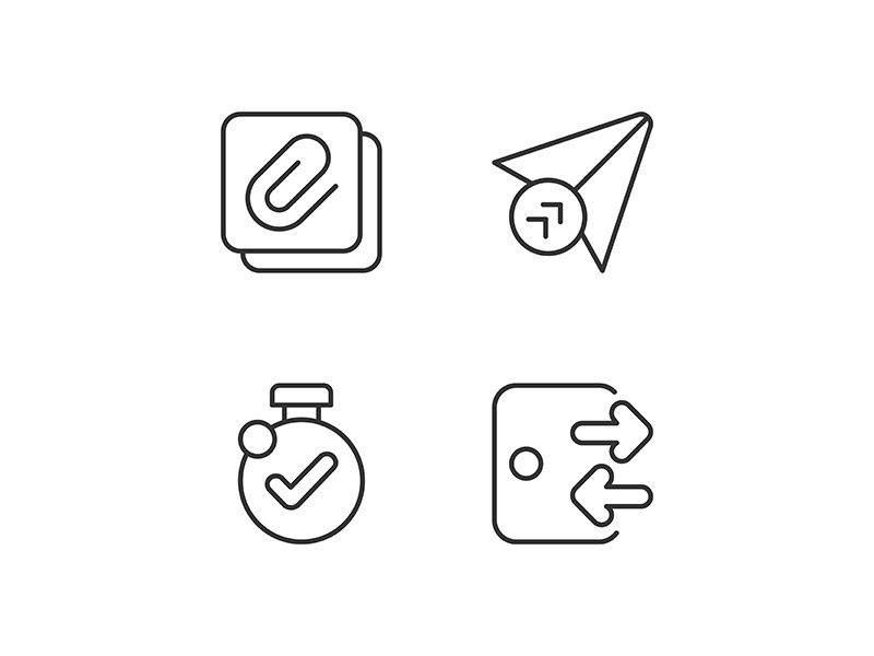 Modern interface usage pixel perfect linear icons set