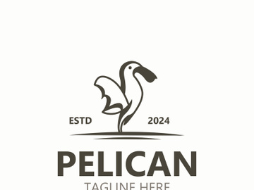 Pelican bird silhoutte vintage logo vector illustration template icon graphic design preview picture