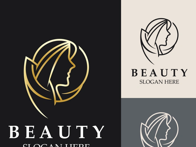Woman Beauty care logo. fresh Nature beauty face saloon and spa design flat vector