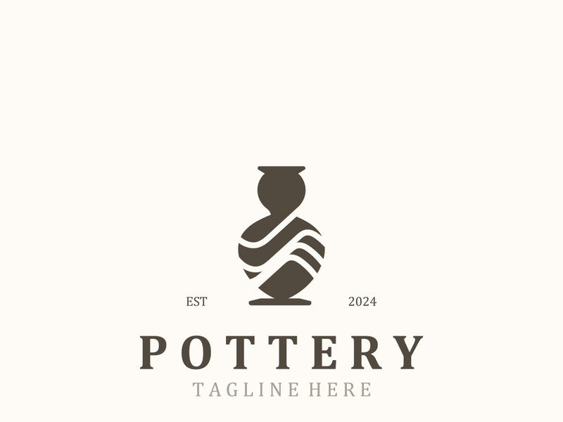 Pottery logo design handmade, creative traditional mug craft concept inspiration nature workshop