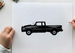 Silhouette of a pickup truck in profile view