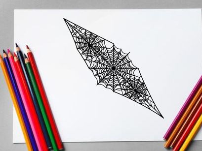 Spider Web with Dew Drops in Black and White Artistic Pattern