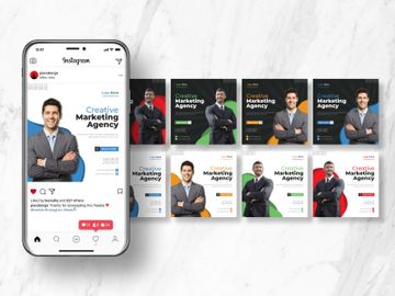 Corporate social media post template preview picture